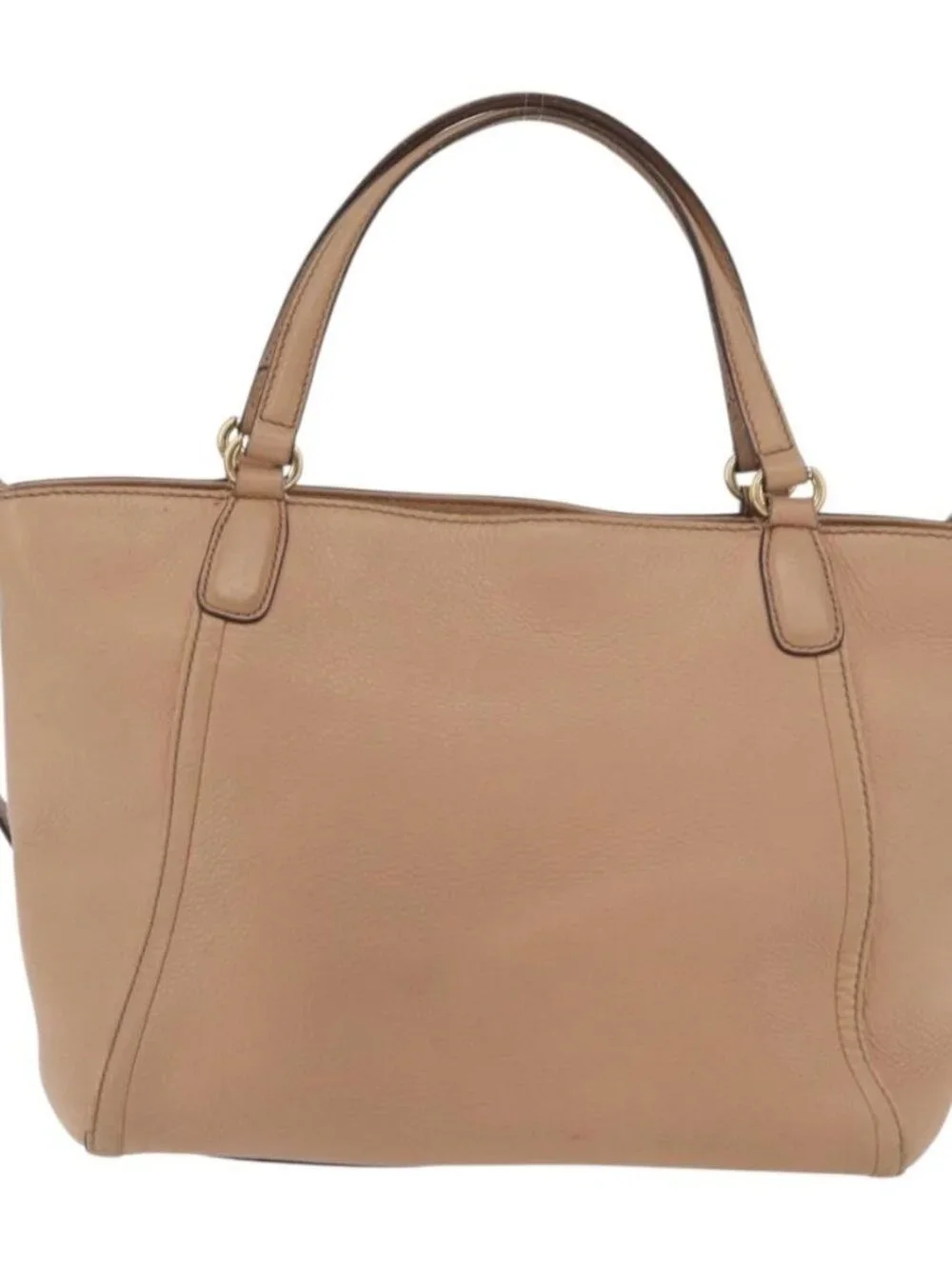 GUCCI Soho Interlocking Hand Bag Leather 2way Gold Beige 369176 Auth ka3592